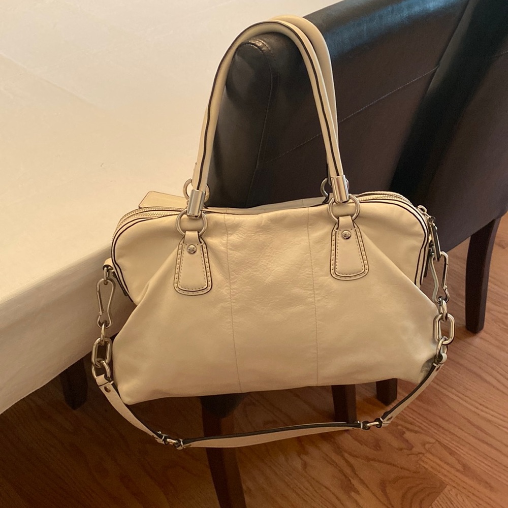 Coach Kristin 14782 Cream Leather Satchel Purse Bag - Picture 8 of 16